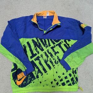 VINTAGE! Nike Neon Windbreaker Pullover Mens Size medium